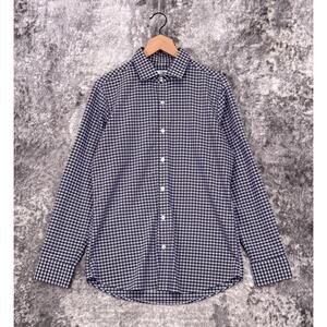 Mizzen + Main Shirt Medium Mens Blue Plaid Trim Fit Performance Button